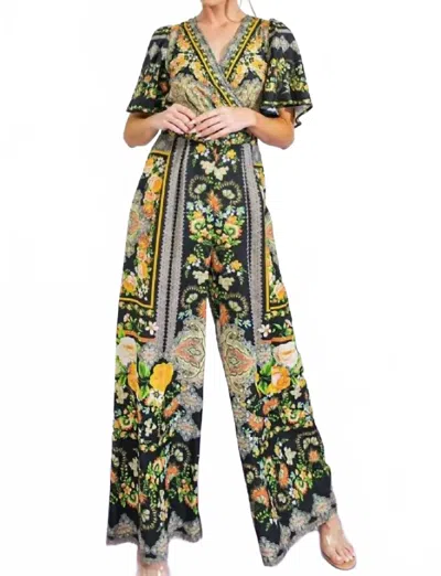 Flying Tomato Women's Printed Woven Jumpsuit In Black Multicolor