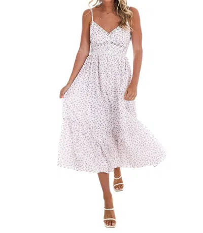 Flying Tomato Women's The Only Reason Floral Midi Dress In White/lavender In Neutral