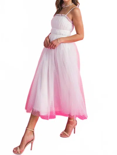 Flying Tomato Won Your Heart Tulle Midi Dress In Ivory In Pink