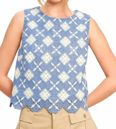 Flying Tomato Woven Lace Top In Blue