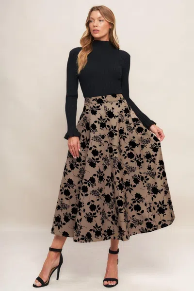 Flying Tomato Woven Maxi Skirt In Brown And Black In Multi