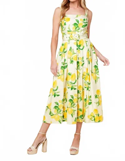 Flying Tomato Woven Midi Dress In Ivory Print In Yellow