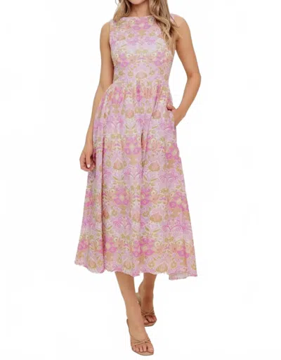 Flying Tomato Woven Midi Dress In Pink