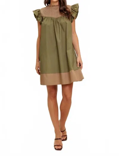 Flying Tomato Woven Mini Dress In Olive In Green