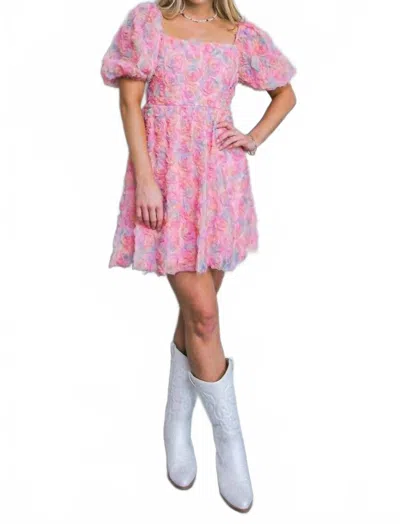 Flying Tomato Woven Novelty Fabric Mini Dress In Pink