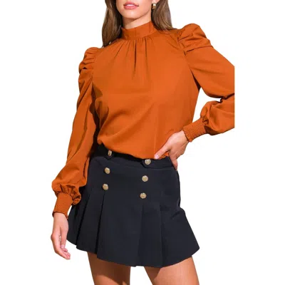 Flying Tomato Woven Tie Back Top In Brown