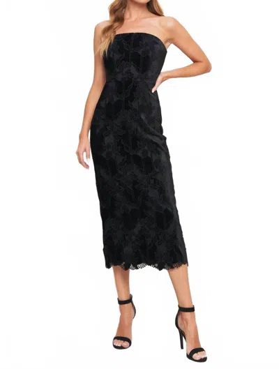 Flying Tomato Woven Velvet Lace Midi Dress In Black