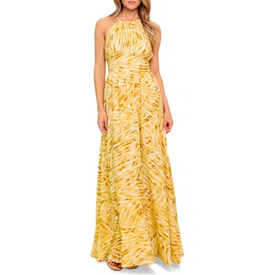 Flying Tomato Zebra Print Halter Maxi Dress In Yellow