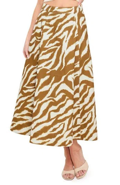 Flying Tomato Zebra Stripe Stretch Cotton Twill Skirt In Brown