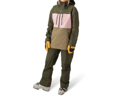 Flylow Gear Lucy Ski Anorak Jacket In Evergreen/dusty Iris/capers In Multi
