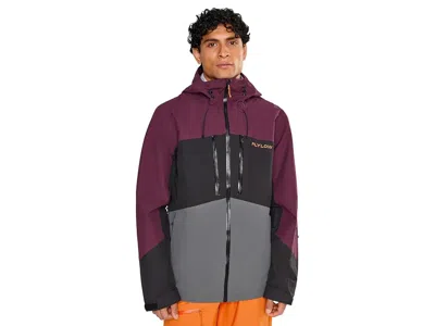 Flylow Quantum Pro Jacket Men's Clothing Hearth/black/shadow: Xl, Polyester In Burgundy