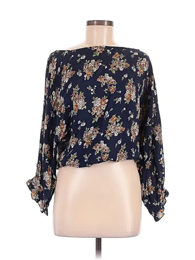 Pre-owned Flynn Skye 3/4 Sleeve Blouse In Blue
