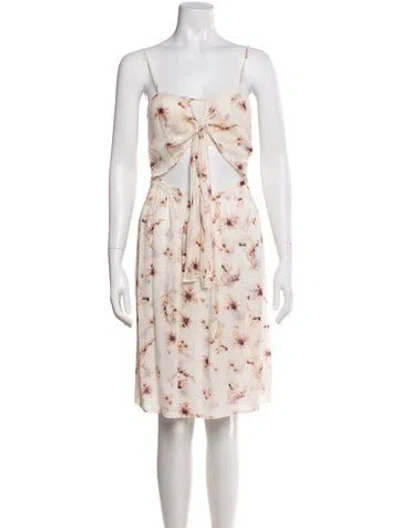 Pre-owned Flynn Skye Floral Print Knee-length Dress In Neutral