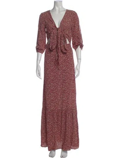 Pre-owned Flynn Skye Floral Print Long Dress In Multi