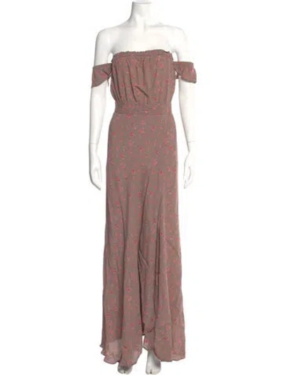 Pre-owned Flynn Skye Floral Print Long Dress In Pink