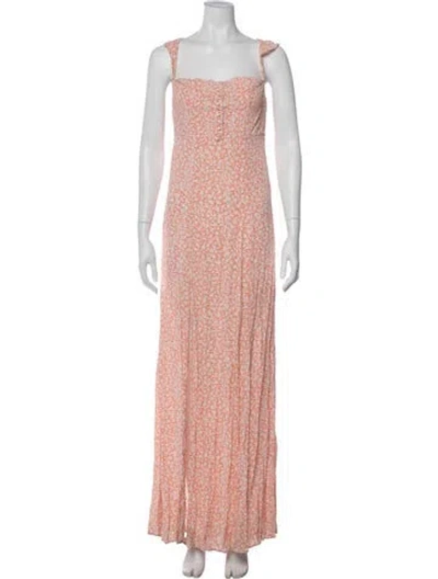 Pre-owned Flynn Skye Floral Print Long Dress In Pink