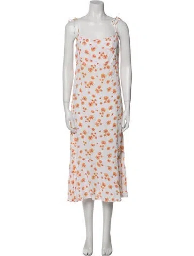 Pre-owned Flynn Skye Floral Print Long Dress In White