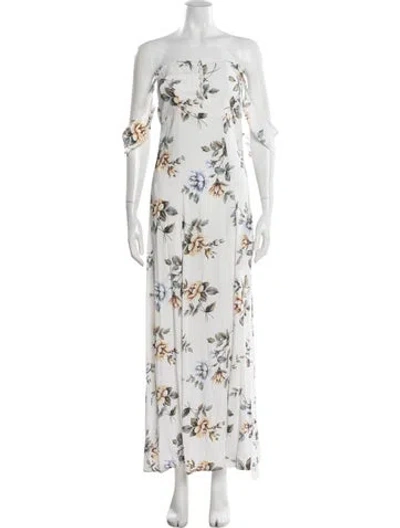 Pre-owned Flynn Skye Floral Print Long Dress In White