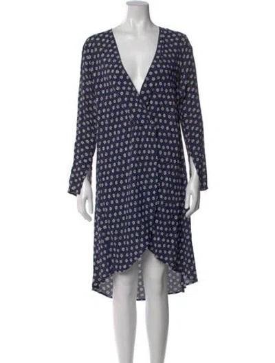 Pre-owned Flynn Skye Floral Print Midi Length Dress In Blue