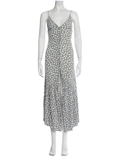 Pre-owned Flynn Skye Floral Print Midi Length Dress In Green