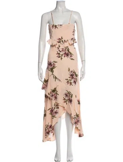 Pre-owned Flynn Skye Floral Print Midi Length Dress In Neutral