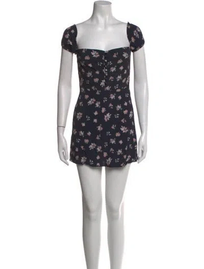 Pre-owned Flynn Skye Floral Print Mini Dress In Black