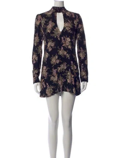 Pre-owned Flynn Skye Floral Print Mini Dress In Black