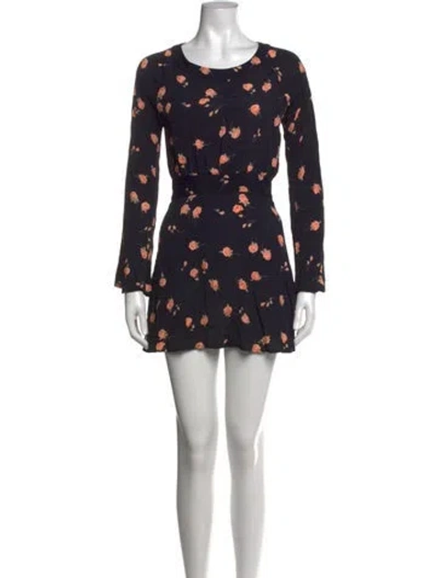 Pre-owned Flynn Skye Floral Print Mini Dress In Black