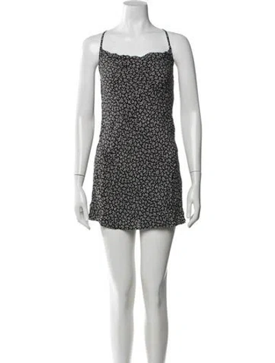 Pre-owned Flynn Skye Floral Print Mini Dress In Black/white