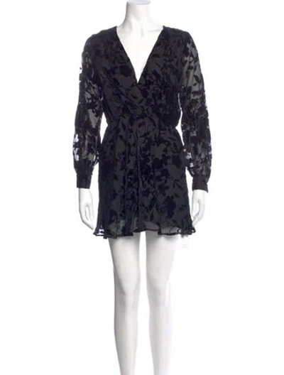 Pre-owned Flynn Skye Floral Print Mini Dress In Blue