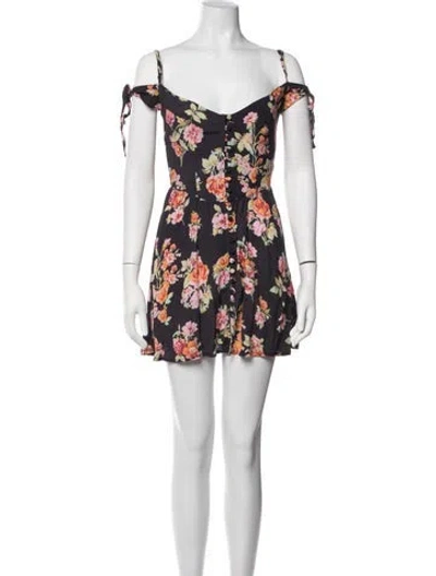 Pre-owned Flynn Skye Floral Print Mini Dress In Multicolor