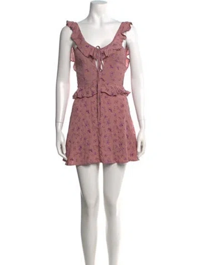 Pre-owned Flynn Skye Floral Print Mini Dress In Pink