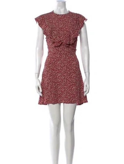 Pre-owned Flynn Skye Floral Print Mini Dress In Red
