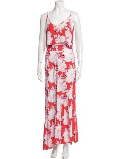 Pre-owned Flynn Skye Floral Print Skirt Set In Red/white