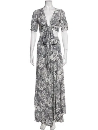 Pre-owned Flynn Skye Floral Print Skirt Set In White