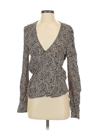 Pre-owned Flynn Skye Long Sleeve Blouse In Brown
