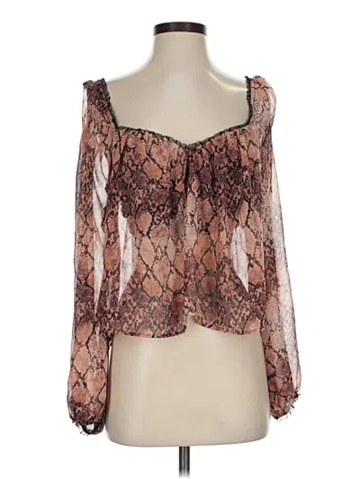 Pre-owned Flynn Skye Long Sleeve Blouse In Brown