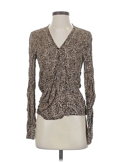 Pre-owned Flynn Skye Long Sleeve Blouse In Brown