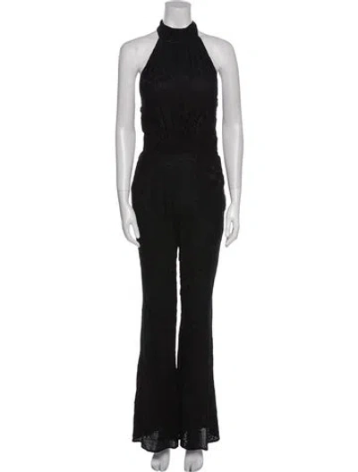 Pre-owned Flynn Skye Mock Neck Jumpsuit In Black