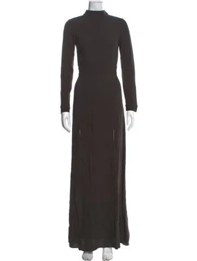 Pre-owned Flynn Skye Mock Neck Long Dress In Gray