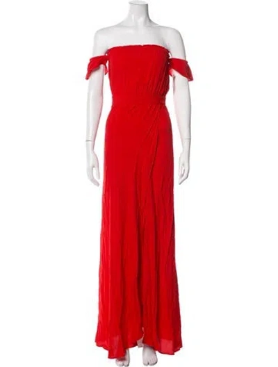 Pre-owned Flynn Skye Off-the-shoulder Long Dress In Red