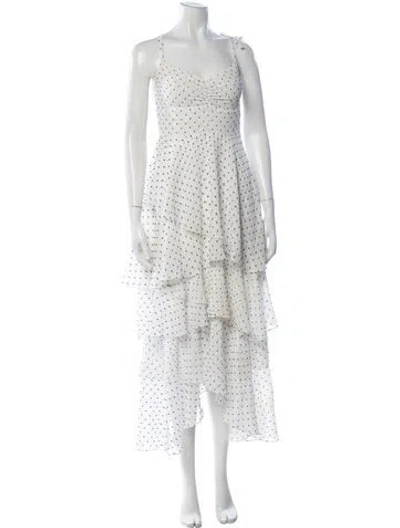 Pre-owned Flynn Skye Polka Dot Print Midi Length Dress In Neutrals