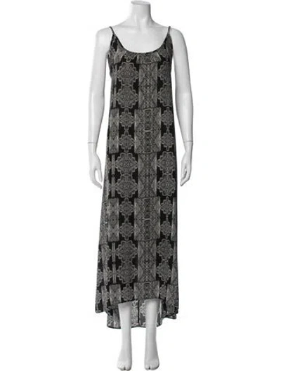 Pre-owned Flynn Skye Printed Long Dress In Black