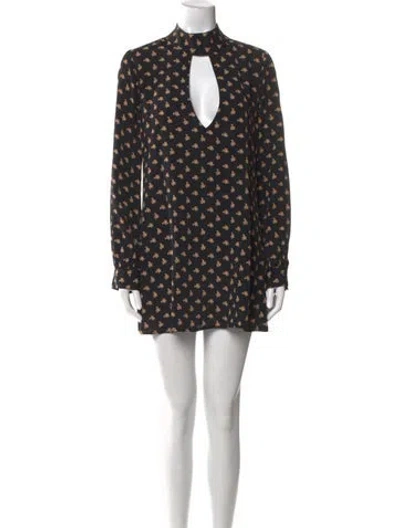 Pre-owned Flynn Skye Printed Mini Dress In Black