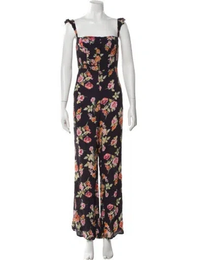 Pre-owned Flynn Skye Printed Square Neckline Jumpsuit In Purple