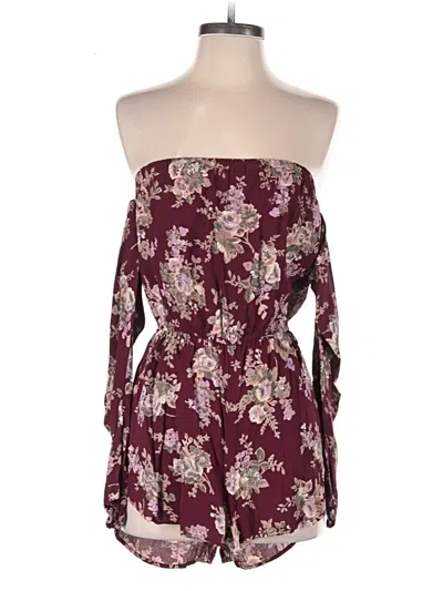 Pre-owned Flynn Skye Romper In Burgundy