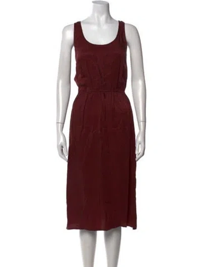 Pre-owned Flynn Skye Scoop Neck Midi Length Dress In Burgundy