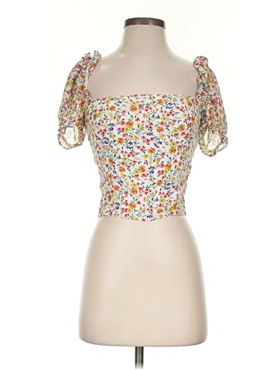 Pre-owned Flynn Skye Short Sleeve Blouse In Yellow