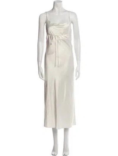 Pre-owned Flynn Skye Square Neckline Long Dress In White