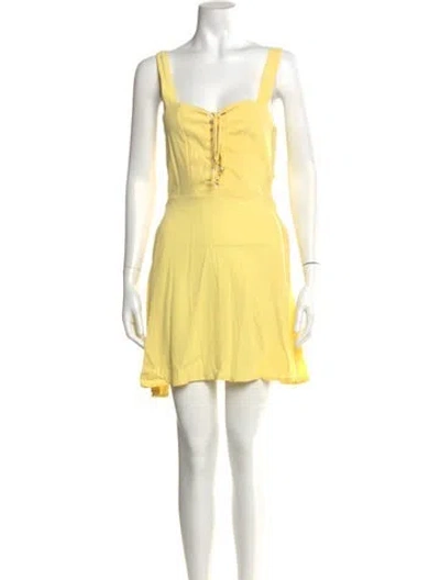 Pre-owned Flynn Skye Square Neckline Mini Dress In Yellow